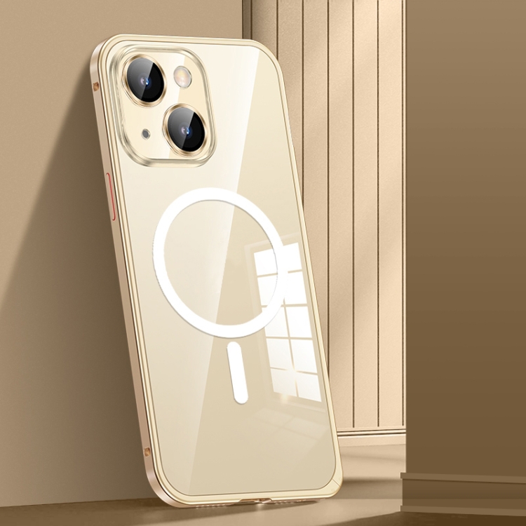 For iPhone 13 MagSafe Spring Buckle Metal Transparent Phone Case with Lens Protection(Gold)
For iPhone 13 MagSafe Spring Buckle Metal Transparent Phone Case with Lens Protection(Gold)