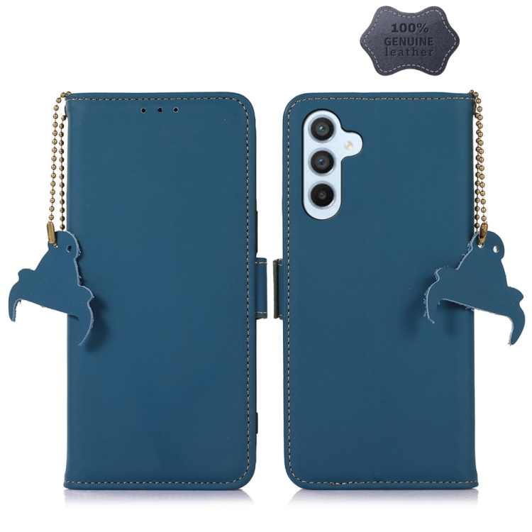 For Samsung Galaxy S22+ 5G Genuine Leather Magnetic RFID Leather Phone Case(Blue)
For Samsung Galaxy S22+ 5G Genuine Leather Magnetic RFID Leather Phone Case(Blue)