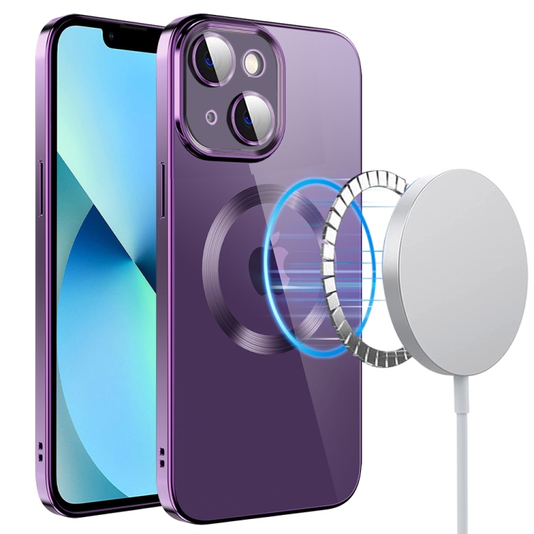 For iPhone 13 Electroplating MagSafe TPU Phone Case with Lens Film(Deep Purple)
For iPhone 13 Electroplating MagSafe TPU Phone Case with Lens Film(Deep Purple)