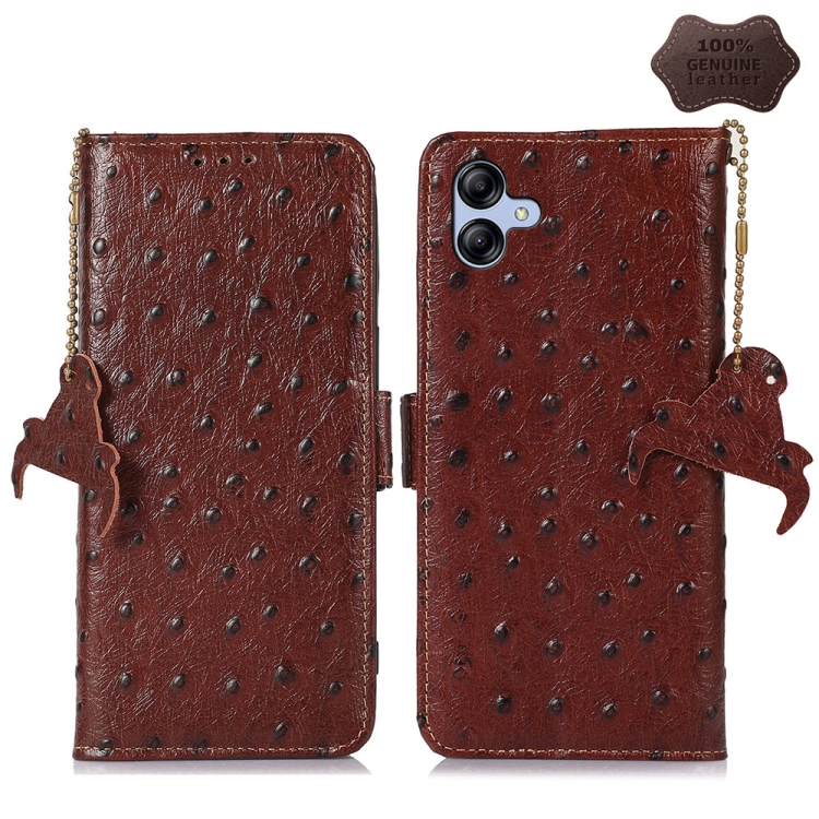 For Samsung Galaxy A04e Ostrich Pattern Genuine Leather RFID Phone Case(Coffee)
For Samsung Galaxy A04e Ostrich Pattern Genuine Leather RFID Phone Case(Coffee)