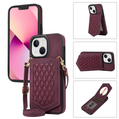 For iPhone 13 mini Rhombic Texture RFID Phone Case with Lanyard & Mirror(Wine Red)
For iPhone 13 mini Rhombic Texture RFID Phone Case with Lanyard & Mirror(Wine Red)