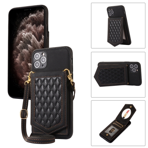 For iPhone 11 Pro Max Rhombic Texture RFID Phone Case with Lanyard & Mirror(Black)
For iPhone 11 Pro Max Rhombic Texture RFID Phone Case with Lanyard & Mirror(Black)