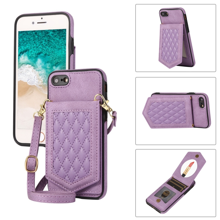 For iPhone SE 2022 / SE 2020 / 8 / 7 Rhombic Texture RFID Phone Case with Lanyard & Mirror(Purple)
For iPhone SE 2022 / SE 2020 / 8 / 7 Rhombic Texture RFID Phone Case with Lanyard & Mirror(Purple)