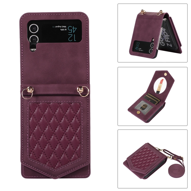For Samsung Galaxy Z Flip4 5G Rhombic Texture RFID Phone Case with Lanyard & Mirror(Wine Red)
For Samsung Galaxy Z Flip4 5G Rhombic Texture RFID Phone Case with Lanyard & Mirror(Wine Red)