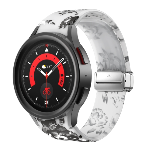 For Samsung Galaxy Watch5 Magnetic Printed Silicone Watch Band(Transparent Gray Flower)
For Samsung Galaxy Watch5 Magnetic Printed Silicone Watch Band(Transparent Gray Flower)