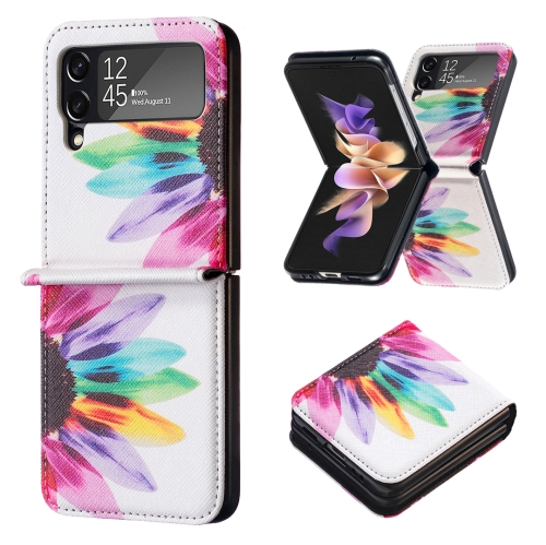 

For Samsung Galaxy Z Flip4 Colored Drawing Invisible Magnetic Leather Phone Case(Sun Flower)
