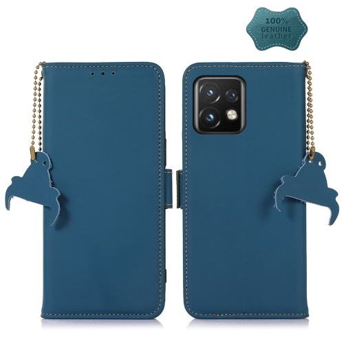

For Motorola Moto X40 Pro Genuine Leather Magnetic RFID Leather Phone Case(Blue)