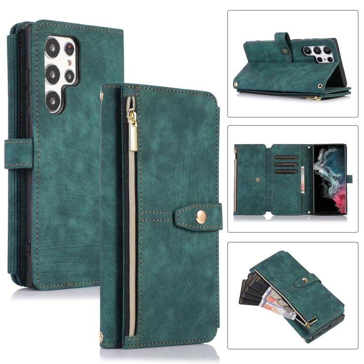 For Samsung Galaxy S23 Ultra 5G Dream 9-Card Wallet Zipper Bag Leather Phone Case(Green)
For Samsung Galaxy S23 Ultra 5G Dream 9-Card Wallet Zipper Bag Leather Phone Case(Green)