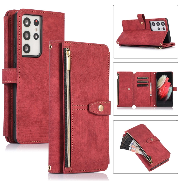 For Samsung Galaxy S21 Ultra 5G Dream 9-Card Wallet Zipper Bag Leather Phone Case(Red)
For Samsung Galaxy S21 Ultra 5G Dream 9-Card Wallet Zipper Bag Leather Phone Case(Red)