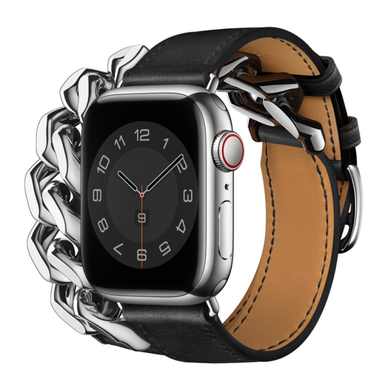 Double Loop Genuine Leather Stainless Steel Watch Band For Apple Watch Series 8&7 41mm / SE 2&6&SE&5&4 40mm / 3&2&1 38mm(Black)
Double Loop Genuine Leather Stainless Steel Watch Band For Apple Watch Series 8&7 41mm / SE 2&6&SE&5&4 40mm / 3&2&1 38mm(Black)
