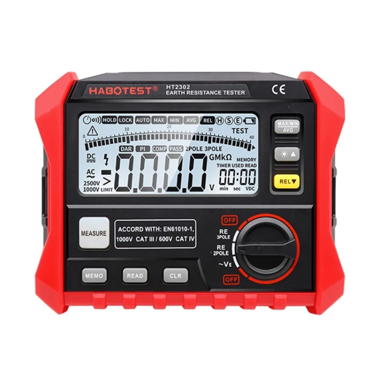 HABOTEST HT2302 Multifunctional Digital Display Grounding Resistance Tester
HABOTEST HT2302 Multifunctional Digital Display Grounding Resistance Tester