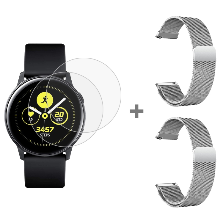 For Samsung Galaxy Watch Active 2pcs Milanese Watch Band with 2pcs Tempered Glass Film(Silver)
For Samsung Galaxy Watch Active 2pcs Milanese Watch Band with 2pcs Tempered Glass Film(Silver)