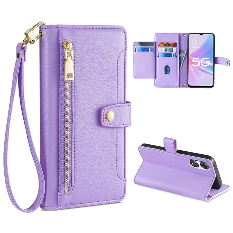 For OPPO A58 5G Sheep Texture Cross-body Zipper Wallet Leather Phone Case(Purple)
For OPPO A58 5G Sheep Texture Cross-body Zipper Wallet Leather Phone Case(Purple)