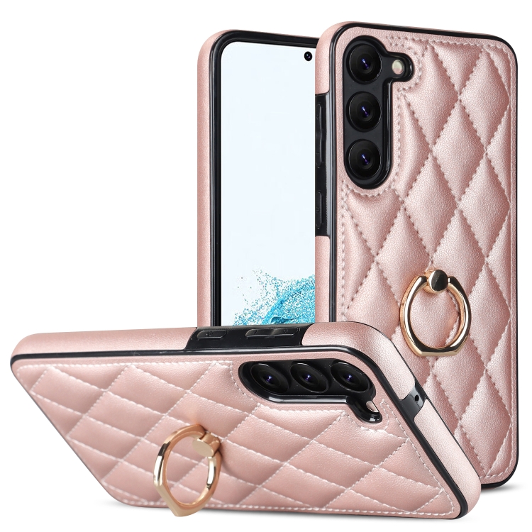 For Samsung Galaxy S23+ 5G Rhombic PU Leather Phone Case with Ring Holder(Rose Gold)
For Samsung Galaxy S23+ 5G Rhombic PU Leather Phone Case with Ring Holder(Rose Gold)