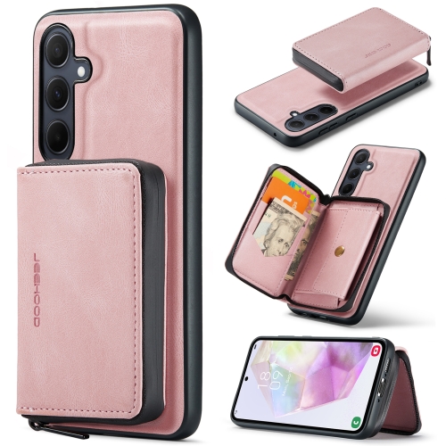 

For Samsung Galaxy A35 5G JEEHOOD Magnetic Zipper Horizontal Flip Leather Phone Case(Pink)