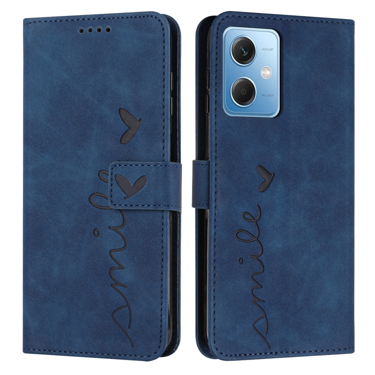 

For Xiaomi Redmi Note 12 Global / Poco X5 5G Skin Feel Heart Pattern Leather Phone Case(Blue)