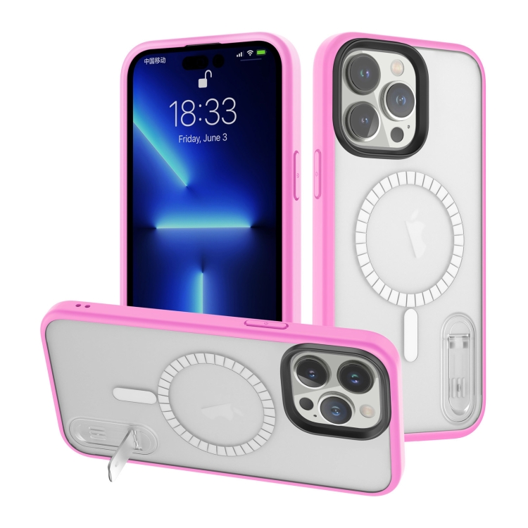For iPhone 14 Pro Terminator MagSafe Magnetic Holder Phone Case(Transparent Pink)
For iPhone 14 Pro Terminator MagSafe Magnetic Holder Phone Case(Transparent Pink)