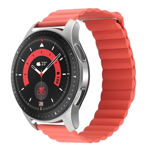 

For Garmin Forerunner 255S / Venu 2S 18mm Universal Magnetic Loop Leather Watch Band(Orange)