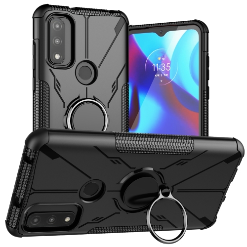 

For Motorola Moto G Play 2023/G Pure/G Power 2022 Armor Bear Shockproof PC + TPU Phone Case with Ring(Black)