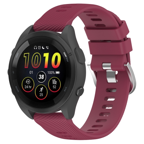

For Garmin Forerunner 265S 18mm Solid Color Silicone Watch Band(Wine Red)