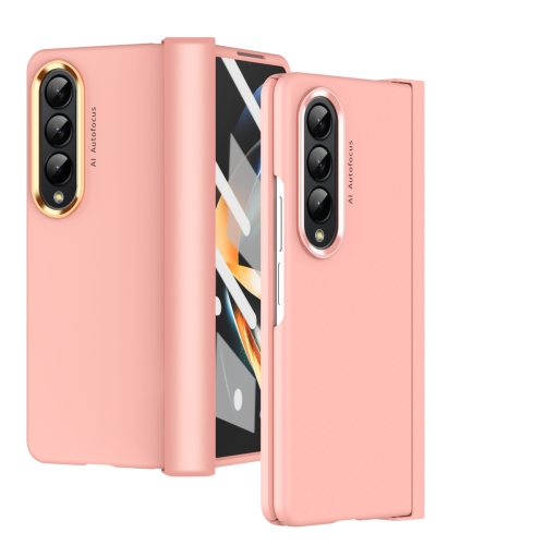 

For Samsung Galaxy Z Fold4 5G Skin Feel Two-color Contact Lens Hinge Flip Phone Case(Pink)