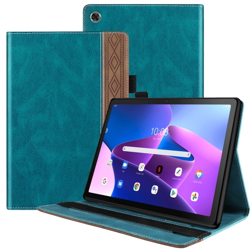 

For Lenovo Tab M10 Plus 3rd Gen Splicing Series Tablet Leather Case(Dark Green)