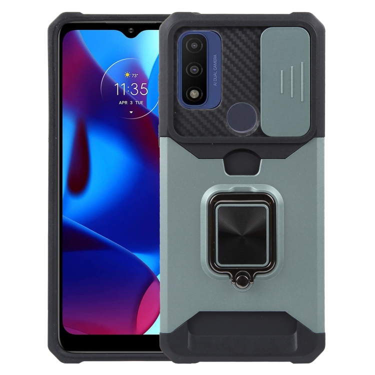For Motorola Moto G Play 2023 Camera Shield Card Slot Phone Case with Ring Holder(Dark Green)
For Motorola Moto G Play 2023 Camera Shield Card Slot Phone Case with Ring Holder(Dark Green)