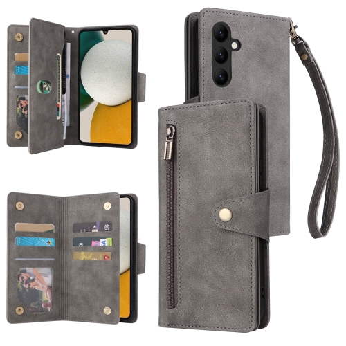 For Samsung Galaxy A34 Rivet Buckle 9 Cards Three Fold Leather Phone Case(Grey)
For Samsung Galaxy A34 Rivet Buckle 9 Cards Three Fold Leather Phone Case(Grey)