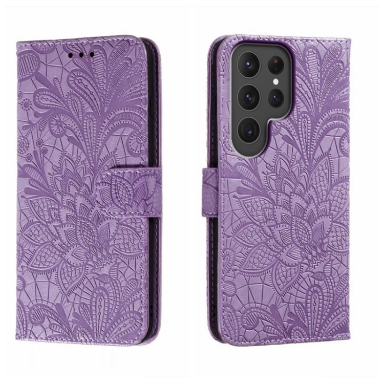 For Samsung Galaxy S23 Ultra 5G Lace Flower Embossing Flip Leather Phone Case(Purple)
For Samsung Galaxy S23 Ultra 5G Lace Flower Embossing Flip Leather Phone Case(Purple)