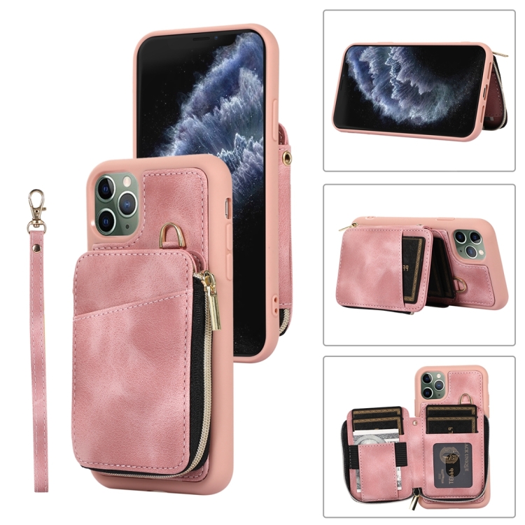 For iPhone 11 Pro Zipper Card Bag Back Cover Phone Case(Pink)
For iPhone 11 Pro Zipper Card Bag Back Cover Phone Case(Pink)