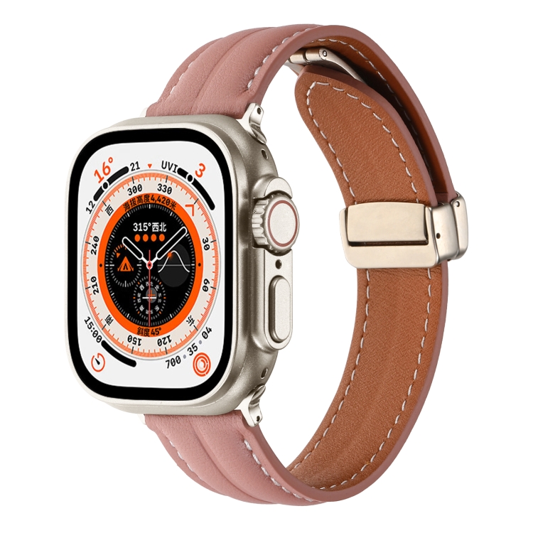 Folding Buckle Grooved Genuine Leather Watch Band For Apple Watch Ultra 49mm / Series 8&7 45mm / SE 2&6&SE&5&4 44mm / 3&2&1 42mm(Dark Pink)
Folding Buckle Grooved Genuine Leather Watch Band For Apple Watch Ultra 49mm / Series 8&7 45mm / SE 2&6&SE&5&4 44mm / 3&2&1 42mm(Dark Pink)