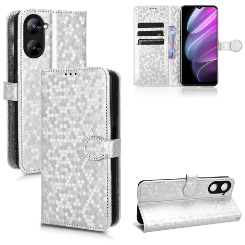 

For Realme V30 / V30T 5G Honeycomb Dot Texture Leather Phone Case(Silver)