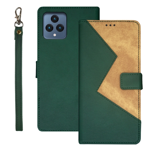 

For T-Mobile REVVL 6 5G idewei Two-color Splicing Leather Phone Case(Green)