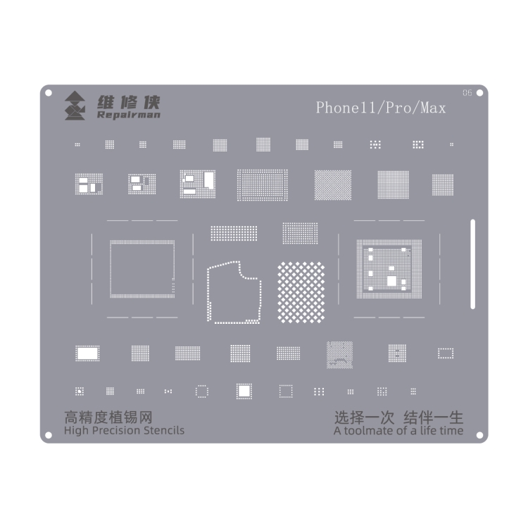 For iPhone 11 / 11 Pro Max / 11 Pro Repairman High Precision Stencils CPU BGA iC Reballing Planting Tin Plate
For iPhone 11 / 11 Pro Max / 11 Pro Repairman High Precision Stencils CPU BGA iC Reballing Planting Tin Plate