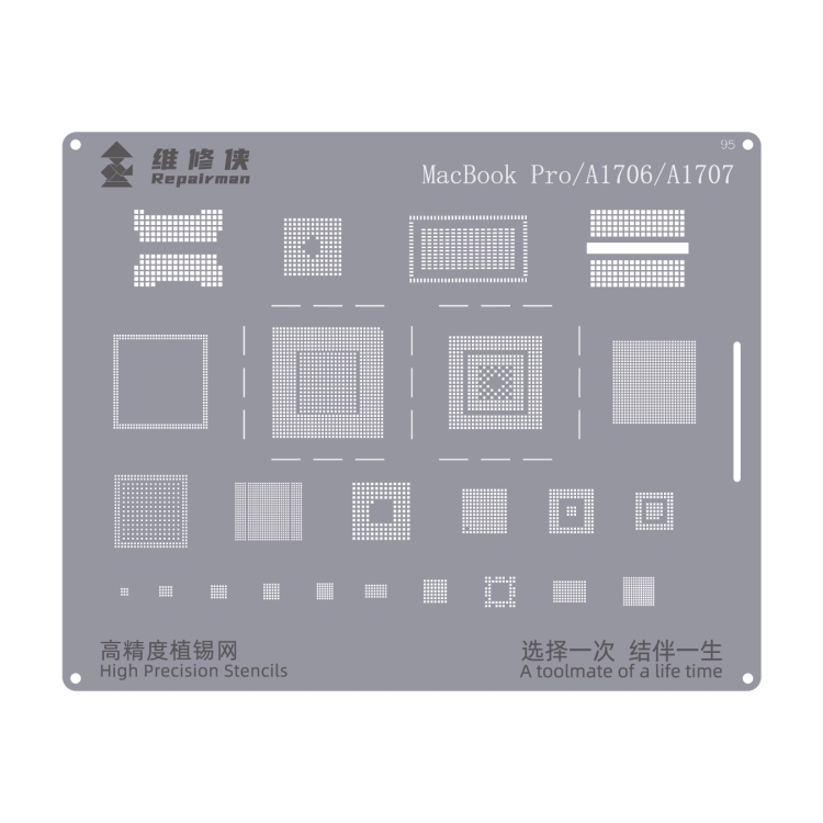 For MacBook Pro A1706 / A1707 Repairman High Precision Stencils CPU BGA iC Reballing Planting Tin Plate
For MacBook Pro A1706 / A1707 Repairman High Precision Stencils CPU BGA iC Reballing Planting Tin Plate