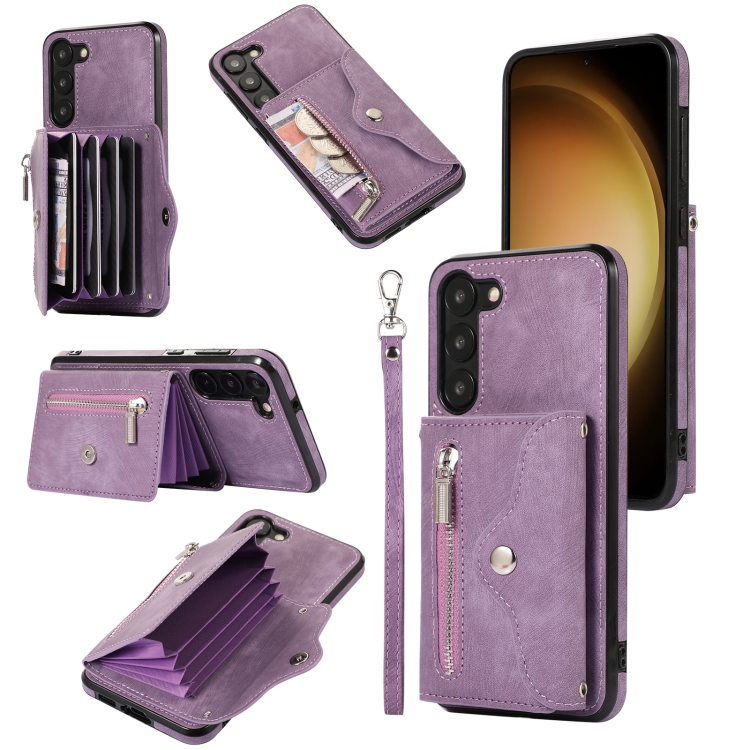 For Samsung Galaxy S23 Ultra 5G Zipper RFID Card Slots Phone Case with Short Lanyard(Purple)
For Samsung Galaxy S23 Ultra 5G Zipper RFID Card Slots Phone Case with Short Lanyard(Purple)