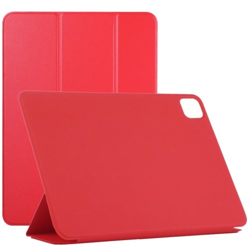 

For iPad Pro 12.9 inch(2020) Horizontal Flip Ultra-thin Double-sided Clip Non-buckle Magnetic PU Leather Tablet Case With Three-folding Holder & Sleep / Wake-up Function(Red)