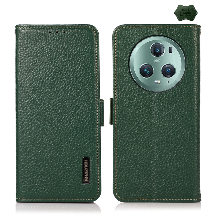 For Honor Magic5 Pro KHAZNEH Side-Magnetic Litchi Genuine Leather RFID Phone Case(Green)
For Honor Magic5 Pro KHAZNEH Side-Magnetic Litchi Genuine Leather RFID Phone Case(Green)