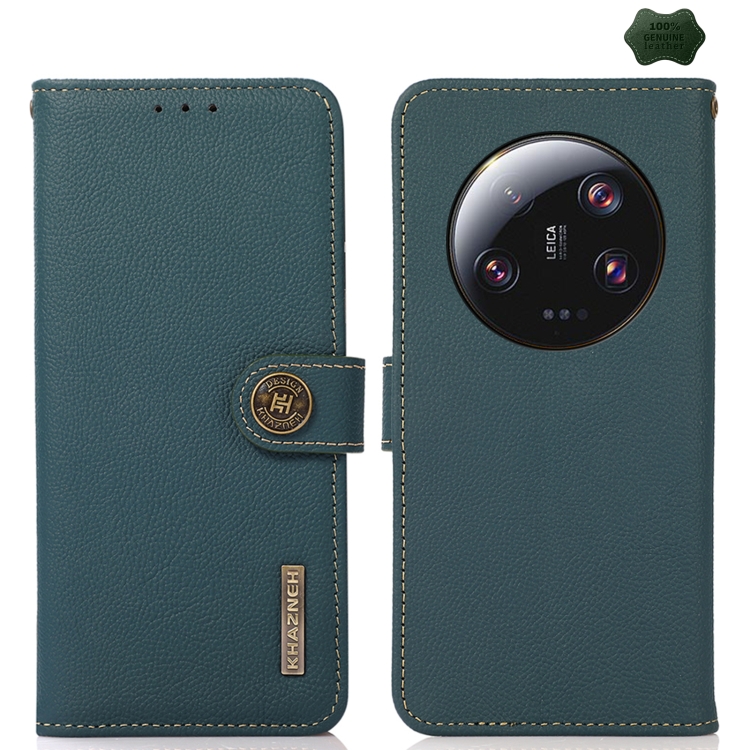 For Xiaomi 13 Ultra KHAZNEH Custer Texture RFID Genuine Leather Phone Case(Green)
For Xiaomi 13 Ultra KHAZNEH Custer Texture RFID Genuine Leather Phone Case(Green)