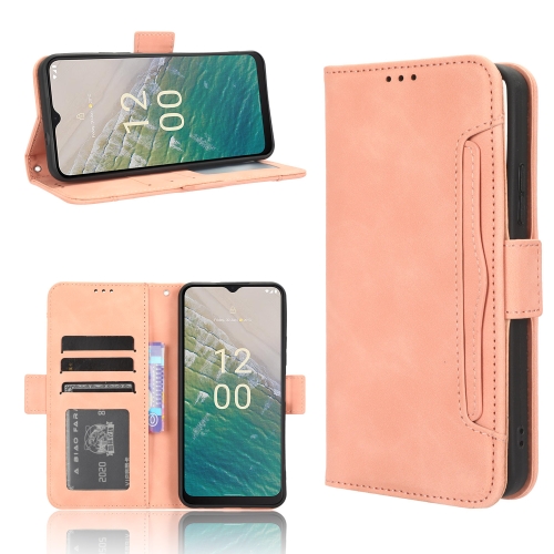 

For Nokia C32 4G Skin Feel Calf Texture Card Slots Leather Phone Case(Pink)