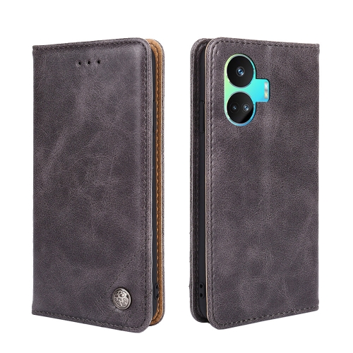 

For Realme GT Neo5 SE Non-Magnetic Retro Texture Horizontal Flip Leather Phone Case(Grey)