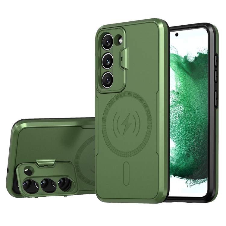 For Samsung Galaxy S21 FE 5G MagSafe Magnetic Invisible Camera Holder Phone Case(Green)
For Samsung Galaxy S21 FE 5G MagSafe Magnetic Invisible Camera Holder Phone Case(Green)