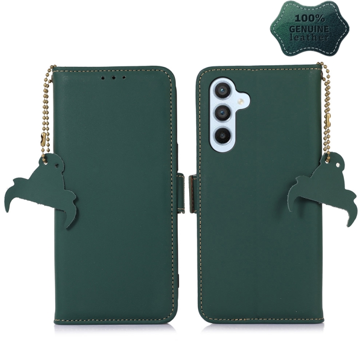 For Samsung Galaxy M54 5G Genuine Leather Magnetic RFID Leather Phone Case(Green)
For Samsung Galaxy M54 5G Genuine Leather Magnetic RFID Leather Phone Case(Green)