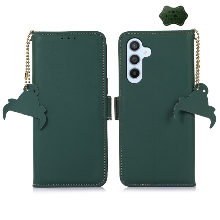 For Samsung Galaxy A35 5G Genuine Leather Magnetic RFID Leather Phone Case(Green)
For Samsung Galaxy A35 5G Genuine Leather Magnetic RFID Leather Phone Case(Green)
