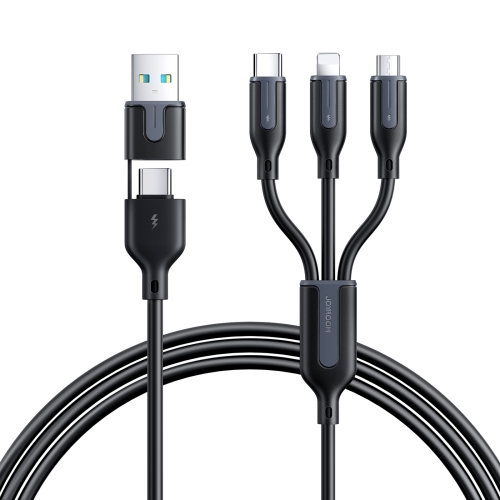 

JOYROOM S-2T3018A15 Ice-Crystal Series 1.2m 3.5A USB+Type-C to 8 Pin+Type-C+Micro USB 3 in 2 Fast Charging Cable(Black)