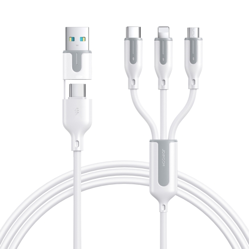 

JOYROOM S-2T3018A15 Ice-Crystal Series 1.2m 3.5A USB+Type-C to 8 Pin+Type-C+Micro USB 3 in 2 Fast Charging Cable(White)