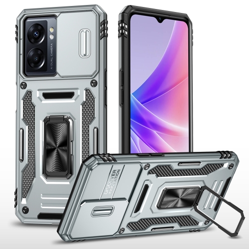 

For OPPO A77 4G Armor PC + TPU Camera Shield Phone Case(Grey)