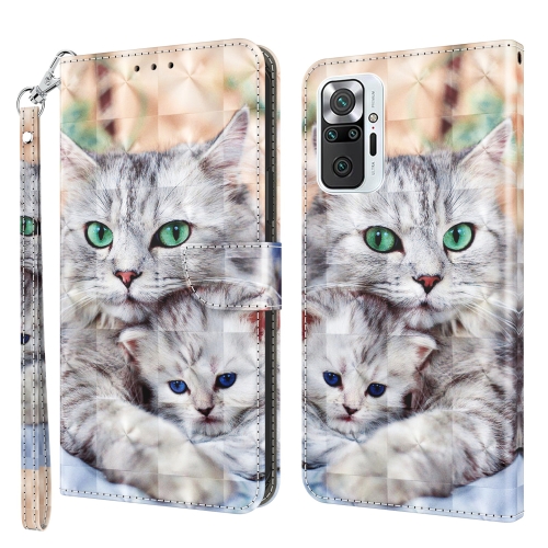 

For Xiaomi Redmi Note 10 Pro 3D Painted Pattern Leather Phone Case(Two Loving Cats)
