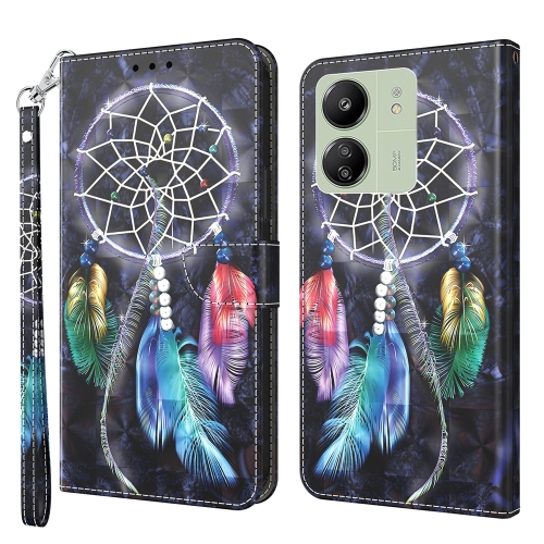 

For Xiaomi Redmi 13C 3D Painted Pattern Leather Phone Case(Colorful Dreamcatcher)