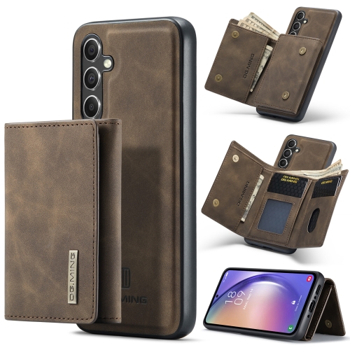 

For Samsung Galaxy A54 5G DG.MING M1 Series 3-Fold Multi Card Wallet + Magnetic Phone Case(Coffee)
